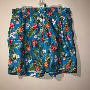 Charleston Threads Pineapple & Flower Print Men’s Swim Trunks Shorts Size XXL